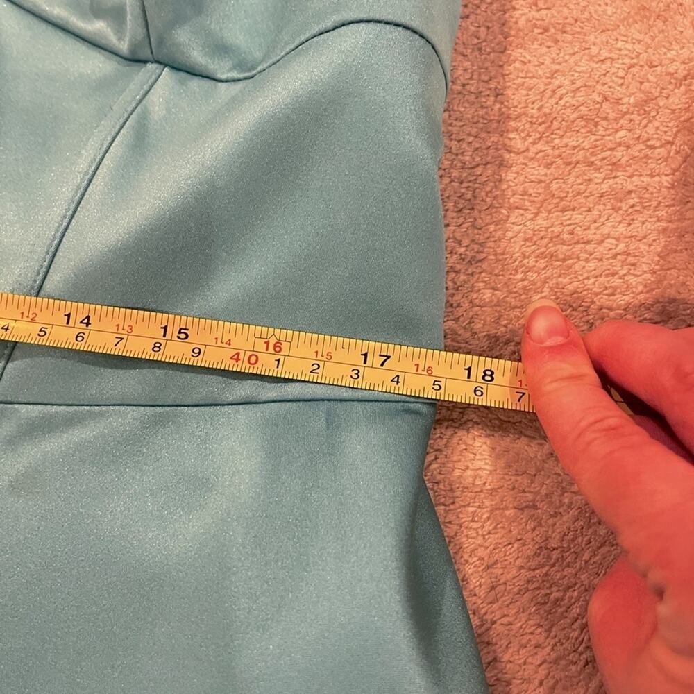 Jules and Cleo Satin A Line Spaghetti Strap Teal Formal Ball Gown Prom sz 20 - Picture 7 of 7